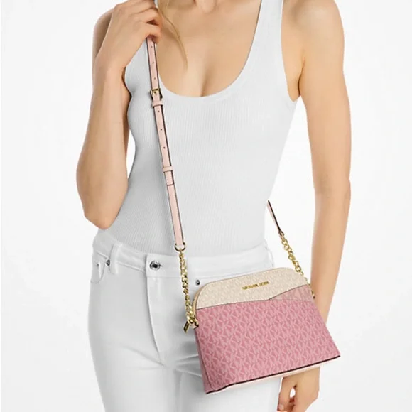 🌷 Michael Kors Jet Set Travel Medium Color-Block Signature Logo Crossbody Bag 🌷 - Picture 10 of 16